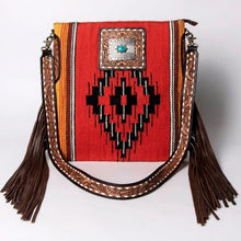 Load image into Gallery viewer, Western Hand Tooled Leather Purse, Concealed Carry Purse, Cowhide Purse, Saddle Blanket Bag, Genuine Cowhide, Western Purse, Leather Fringe
