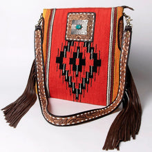 Load image into Gallery viewer, Western Hand Tooled Leather Purse, Concealed Carry Purse, Cowhide Purse, Saddle Blanket Bag, Genuine Cowhide, Western Purse, Leather Fringe
