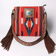 Load image into Gallery viewer, Western Hand Tooled Leather Purse, Concealed Carry Purse, Cowhide Purse, Saddle Blanket Bag, Genuine Cowhide, Western Purse, Leather Fringe
