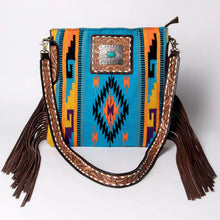 Load image into Gallery viewer, Western Hand Tooled Leather Purse, Concealed Carry Purse, Cowhide Purse, Saddle Blanket Bag, Genuine Cowhide, Western Purse, Leather Fringe
