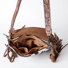 Load image into Gallery viewer, Western Hand Tooled Leather Purse, Cowhide Purse, Concealed Carry Purse, American Darling, Genuine Cowhide, Western Purse, Leather Fringe
