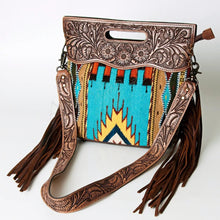 Load image into Gallery viewer, Western Hand Tooled Leather Purse, Cowhide Purse, Concealed Carry Purse, American Darling, Genuine Cowhide, Western Purse, Leather Fringe
