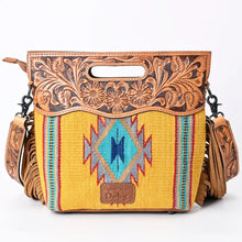 Load image into Gallery viewer, Western Hand Tooled Leather Purse, Cowhide Purse, Concealed Carry Purse, American Darling, Genuine Cowhide, Western Purse, Leather Fringe
