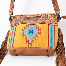 Load image into Gallery viewer, Western Hand Tooled Leather Purse, Cowhide Purse, Concealed Carry Purse, American Darling, Genuine Cowhide, Western Purse, Leather Fringe
