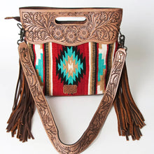 Load image into Gallery viewer, Western Hand Tooled Leather Purse, Cowhide Purse, Concealed Carry Purse, American Darling, Genuine Cowhide, Western Purse, Leather Fringe
