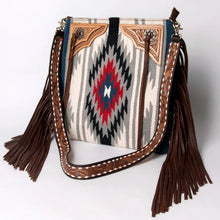 Load image into Gallery viewer, Western Hand Tooled Leather Purse, Concealed Carry Purse, Cowhide Purse, Saddle Blanket Bag, Genuine Cowhide, Western Purse, Leather Fringe
