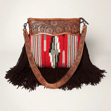 Load image into Gallery viewer, Western Hand Tooled Leather Purse, Conceal Carry Purse, Cowhide Purse, American Darling Purse, Western Crossbody Purse, Leather Fringe
