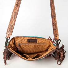 Load image into Gallery viewer, Western Hand Tooled Leather Purse, Conceal Carry Purse, Cowhide Purse, American Darling Purse, Western Crossbody Purse, Leather Fringe
