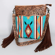 Load image into Gallery viewer, Western Hand Tooled Leather Purse, Conceal Carry Purse, Cowhide Purse, American Darling Purse, Western Crossbody Purse, Leather Fringe
