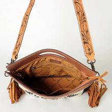 Load image into Gallery viewer, Western Hand Tooled Leather Purse, Cowhide Purse, Concealed Carry Purse, American Darling, Genuine Cowhide, Western Purse, Leather Fringe
