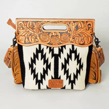 Load image into Gallery viewer, Western Hand Tooled Leather Purse, Cowhide Purse, Concealed Carry Purse, American Darling, Genuine Cowhide, Western Purse, Leather Fringe
