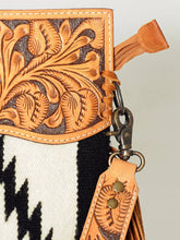 Load image into Gallery viewer, Western Hand Tooled Leather Purse, Cowhide Purse, Concealed Carry Purse, American Darling, Genuine Cowhide, Western Purse, Leather Fringe
