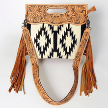 Load image into Gallery viewer, Western Hand Tooled Leather Purse, Cowhide Purse, Concealed Carry Purse, American Darling, Genuine Cowhide, Western Purse, Leather Fringe
