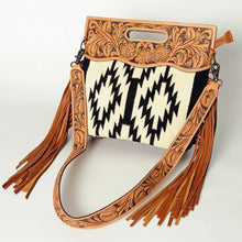 Load image into Gallery viewer, Western Hand Tooled Leather Purse, Cowhide Purse, Concealed Carry Purse, American Darling, Genuine Cowhide, Western Purse, Leather Fringe
