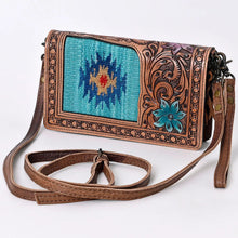 Load image into Gallery viewer, Western Hand Tooled Leather Purse, Concealed Carry Purse, Cowhide Purse, Saddle Blanket Bag, Genuine Cowhide, Western Wallet, Floral Wallet
