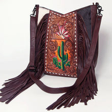 Load image into Gallery viewer, Western Hand Tooled Leather Purse, Conceal Carry Purse, Cowhide Purse, American Darling Purse, Western Crossbody Purse, Leather Fringe
