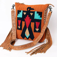 Load image into Gallery viewer, Western Hand Tooled Leather Purse, Cowhide Purse, Concealed Carry Purse, American Darling, Genuine Cowhide, Western Purse, Leather Fringe
