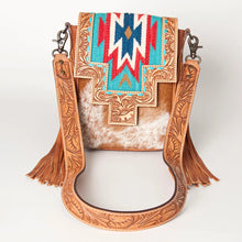 Load image into Gallery viewer, Large Western Purse, Cowhide Purse, Hand Tooled Leather Purse, Cowhide Purse, Concealed Carry Purse, Saddle Blanket, Leather Fringe
