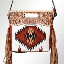 Load image into Gallery viewer, Western Hand Tooled Leather Purse, Cowhide Purse, Concealed Carry Purse, American Darling, Genuine Cowhide, Western Purse, Leather Fringe
