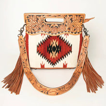 Load image into Gallery viewer, Western Hand Tooled Leather Purse, Cowhide Purse, Concealed Carry Purse, American Darling, Genuine Cowhide, Western Purse, Leather Fringe
