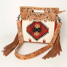 Load image into Gallery viewer, Western Hand Tooled Leather Purse, Cowhide Purse, Concealed Carry Purse, American Darling, Genuine Cowhide, Western Purse, Leather Fringe
