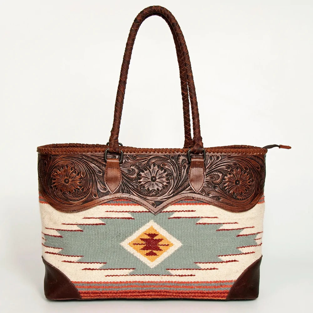 Western Hand Tooled Leather Purse, Concealed Carry Purse, Cowhide Purse, Saddle Blanket Bag, Genuine Cowhide, Western Purse, Leather Fringe