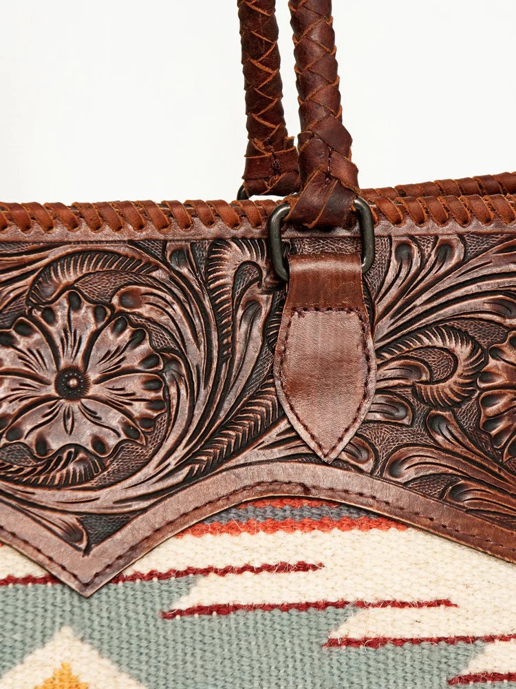 Western Hand Tooled Leather Purse, Concealed Carry Purse, Cowhide Purse, Saddle Blanket Bag, Genuine Cowhide, Western Purse, Leather Fringe