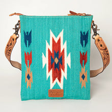 Load image into Gallery viewer, Western Hand Tooled Leather Purse, Cowhide Purse Crossbody bag, Saddle Blanket Bag, Genuine Cowhide, Western Purse, Leather Fringe
