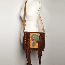 Load image into Gallery viewer, Western Hand Tooled Leather Purse, Conceal Carry Purse, Cowhide Purse, American Darling Purse, Western Crossbody Purse, Leather Fringe
