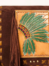 Load image into Gallery viewer, Western Hand Tooled Leather Purse, Conceal Carry Purse, Cowhide Purse, American Darling Purse, Western Crossbody Purse, Leather Fringe
