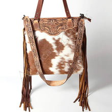 Load image into Gallery viewer, Western Hand Tooled Leather Purse, Concealed Carry Purse, Cowhide Purse, Saddle Blanket Bag, Genuine Cowhide, Western Purse, Leather Fringe
