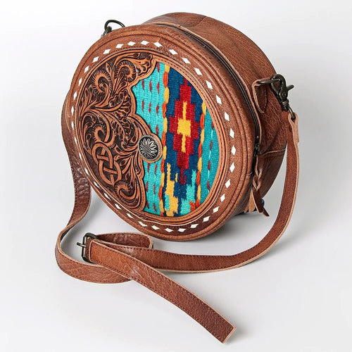 Western Hand Tooled Leather Canteen Purse, Conceal Carry Purse, Cowhide Purse, American Darling Purse, Western Crossbody Purse