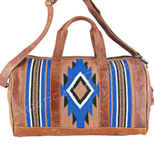 Load image into Gallery viewer, Western Hand Tooled Genuine Leather Aztec Southwest Weekender Duffle Purse, Weekender Travel Duffel, Leather Duffle
