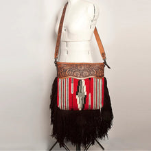 Load image into Gallery viewer, Western Hand Tooled Leather Purse, Conceal Carry Purse, Cowhide Purse, American Darling Purse, Western Crossbody Purse, Leather Fringe
