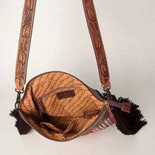 Load image into Gallery viewer, Western Hand Tooled Leather Purse, Conceal Carry Purse, Cowhide Purse, American Darling Purse, Western Crossbody Purse, Leather Fringe
