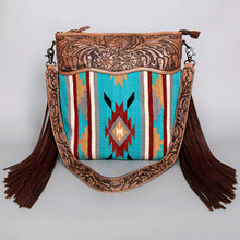 Load image into Gallery viewer, Western Hand Tooled Leather Purse, Conceal Carry Purse, Cowhide Purse, American Darling Purse, Western Crossbody Purse, Leather Fringe
