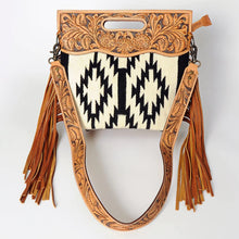 Load image into Gallery viewer, Western Hand Tooled Leather Purse, Cowhide Purse, Concealed Carry Purse, American Darling, Genuine Cowhide, Western Purse, Leather Fringe
