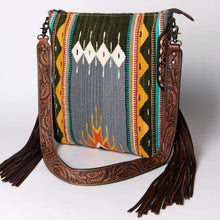 Load image into Gallery viewer, Western Hand Tooled Leather Purse, Cowhide Purse, Concealed Carry Purse, American Darling, Genuine Cowhide, Western Purse, Leather Fringe
