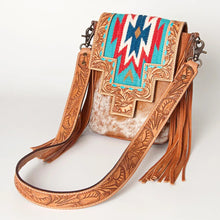Load image into Gallery viewer, Large Western Purse, Cowhide Purse, Hand Tooled Leather Purse, Cowhide Purse, Concealed Carry Purse, Saddle Blanket, Leather Fringe
