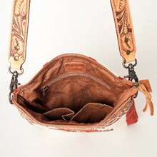 Load image into Gallery viewer, Western Hand Tooled Leather Purse, Cowhide Purse Crossbody bag, Saddle Blanket Bag, Genuine Cowhide, Western Purse, Leather Fringe
