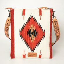 Load image into Gallery viewer, Western Hand Tooled Leather Purse, Cowhide Purse Crossbody bag, Saddle Blanket Bag, Genuine Cowhide, Western Purse, Leather Fringe
