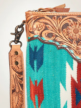 Load image into Gallery viewer, Western Hand Tooled Leather Purse, Cowhide Purse Crossbody bag, Saddle Blanket Bag, Genuine Cowhide, Western Purse, Leather Fringe
