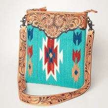 Load image into Gallery viewer, Western Hand Tooled Leather Purse, Cowhide Purse Crossbody bag, Saddle Blanket Bag, Genuine Cowhide, Western Purse, Leather Fringe
