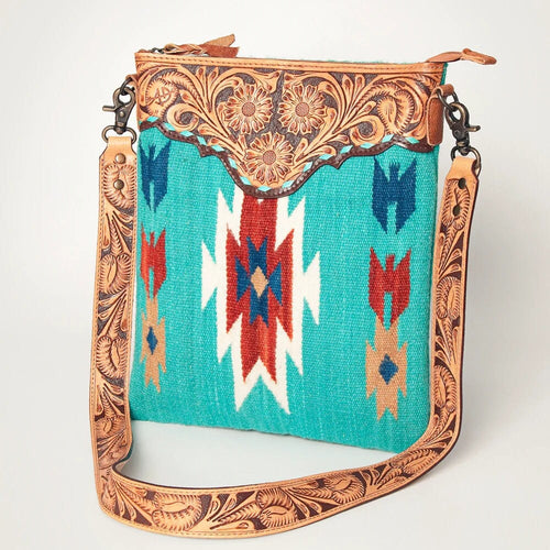 Western Hand Tooled Leather Purse, Cowhide Purse Crossbody bag, Saddle Blanket Bag, Genuine Cowhide, Western Purse, Leather Fringe