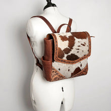 Load image into Gallery viewer, Leather Backpack Women, Leather Backpack Purse, Leather Backpack, Western Purse, Small Leather Backpack, Cowhide Backpack, Cowhide Purse
