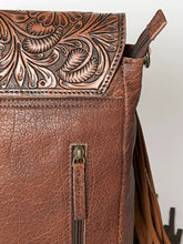 Load image into Gallery viewer, Western Hand Tooled Leather Purse, Concealed Carry Purse, Cowhide Purse, Leather Backpack Women, Genuine Cowhide, Western Purse Backpack
