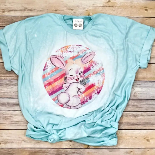 Retro Easter Bunny Bleached Graphic Tee, Soft Womens Graphic Tee, Cotton Blend Tee, Bleached Graphic Tee, Vintage Tee, Funny Tee, Humor Tee