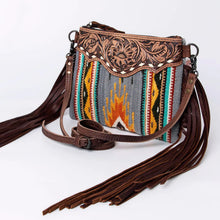 Load image into Gallery viewer, Western Hand Tooled Leather Purse, Cowhide Purse, Concealed Carry Purse, American Darling, Genuine Cowhide, Western Purse, Leather Fringe
