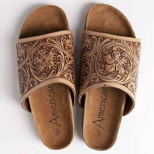 Leather Sandals, Slip On Women Leather Sandals, Hand Tooled Leather Sandals, Strappy Leather Sandals, Buckle Strap Leather Sandals