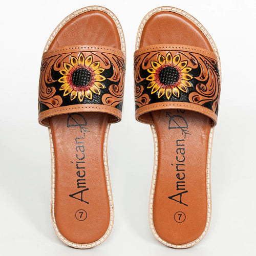 Leather Sandals, Slip On Women Leather Sandals, Hand Tooled Leather Sandals, Strappy Leather Sandals, Buckle Strap Leather Sandals